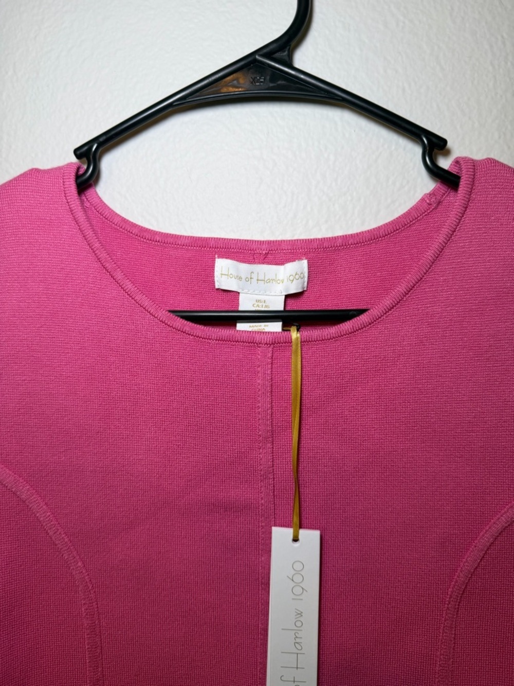 House of Harlow 1960 Barbie Pink Ribbed Knit Structured Cropped Tank Size L - Picture 3 of 7